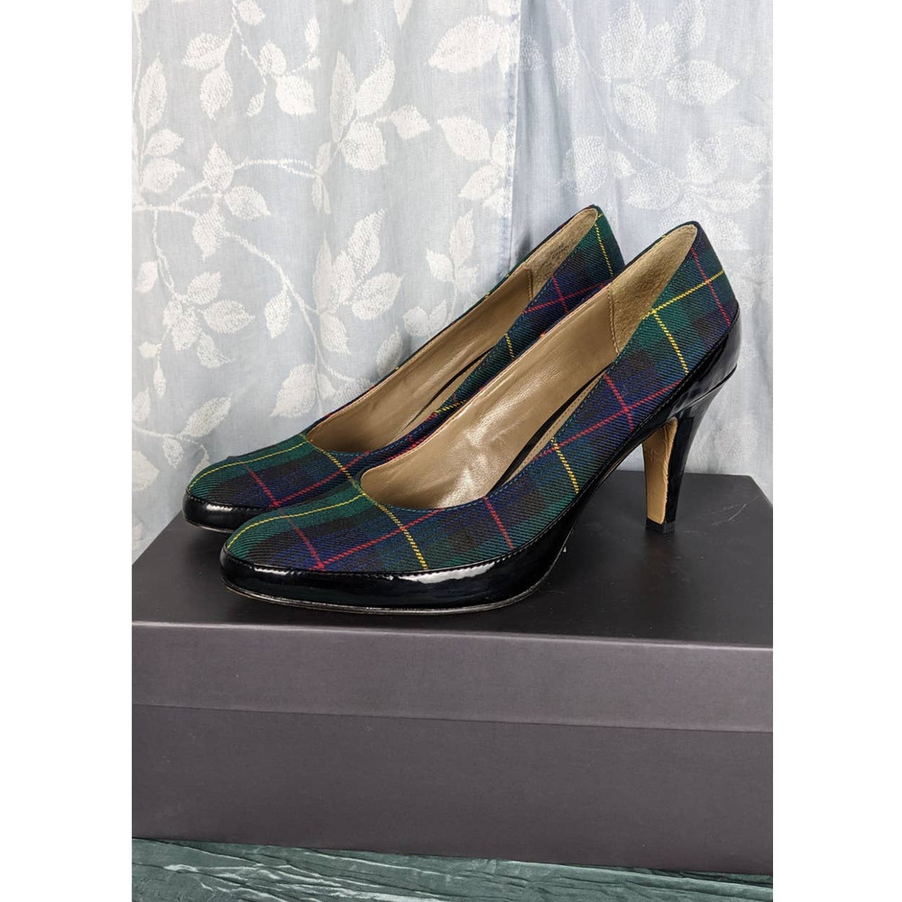 Liz Claiborne Caie Green Plaid Patent Leather Pump Sz 7.5